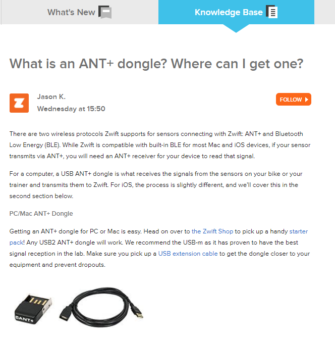 USB ANT+ Dongle and USB 3.0 Extension Cable
